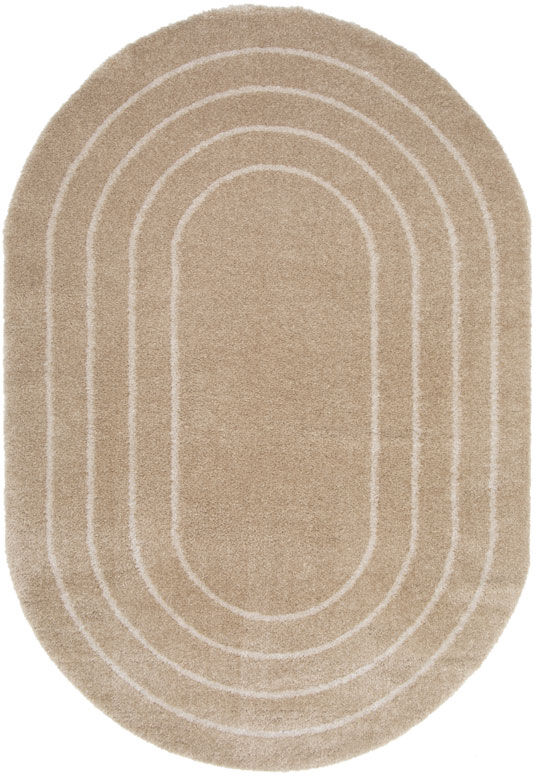 160x230 Tapis ovale en matière douce recyclée - Masha - Beige et crème