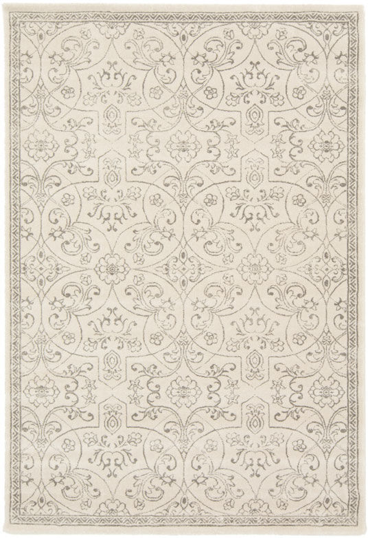 80x150 Tapis à motif floral oriental - Arabesque - Écru