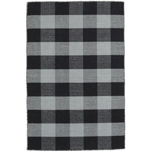 Annodato a mano. Provenienza: India Check Kilim Tappeto - Nero / Grigio 120x180