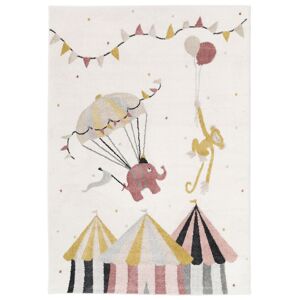 RugVista Monkey Circus Tappeto - Rosa / Bianco sporco 100x160