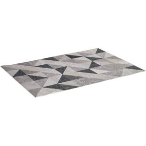 Homcom Tappeto Moderno Pelo Corto con Triangoli in Poliestere per Camera da Letto, Soggiorno e Sala da Pranzo, 200x140cm, Grigio Nero e Bianco