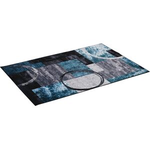 Homcom Tappeto Moderno Pelo Corto in Poliestere per Camera da Letto, Soggiorno e Sala da Pranzo, 200x140 cm, Blu Nero e Bianco