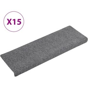 vidaXL Tappetini Scale Tessuto Agugliato 15 pz 65x21x4cm Grigio Chiaro