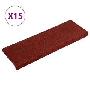 vidaXL Tappetini per Scale Tessuto Agugliato 15 pz 65x21x4 cm Rossi