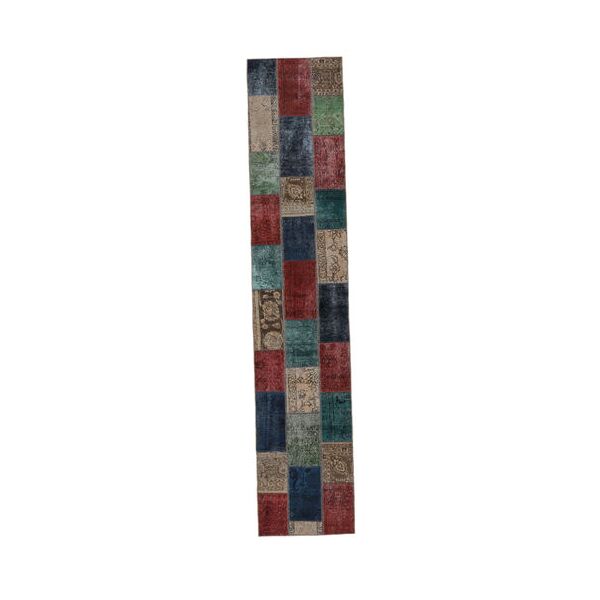annodato a mano. provenienza: persia / iran patchwork - persien/iran 82x405 vintage persiano tappeto di lana nero/marrone piccolo tappeto