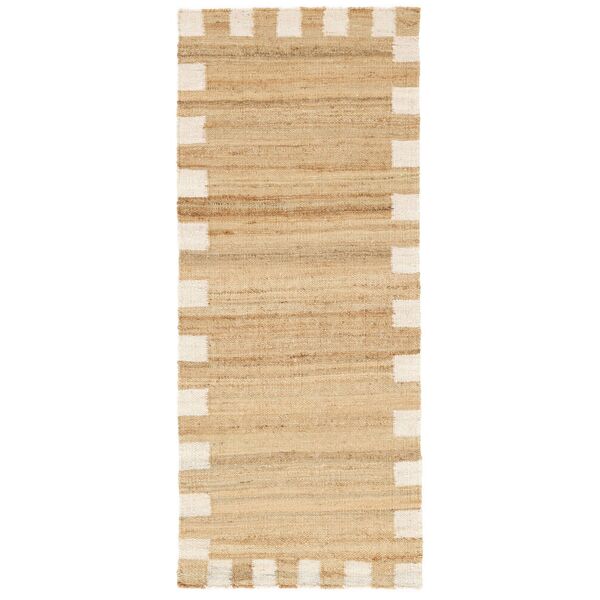 rugvista chess frame jute tappeto - marrone chiaro / bianco naturale 80x200