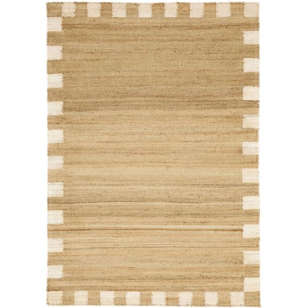 rugvista chess frame jute tappeto - marrone chiaro / bianco naturale 140x200