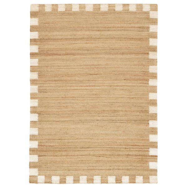 rugvista chess frame jute tappeto - marrone chiaro / bianco naturale 160x230