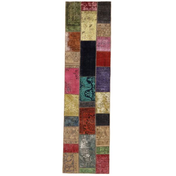 annodato a mano. provenienza: persia / iran patchwork tappeto 81x302