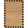 RugVista Chess Frame Jute Tappeto - Marrone chiaro / Nero 140x200