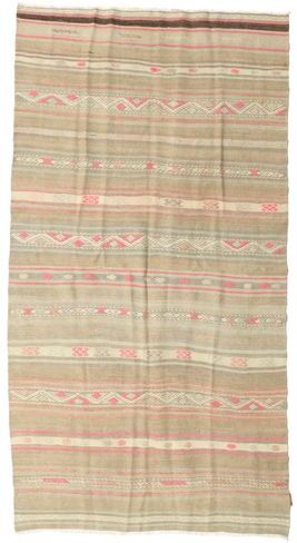 Annodato a mano. Provenienza: Turkey Tappeto Orientale Kilim Vintage Turchi Tappeto 145X274 Beige/Arancione (Lana, Turchia)