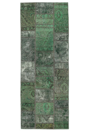 Annodato a mano. Provenienza: Persia / Iran 77X202 Tappeto Patchwork - Persien/Iran Moderno Passatoie Verde Scuro/Nero (Lana, Persia/Iran)