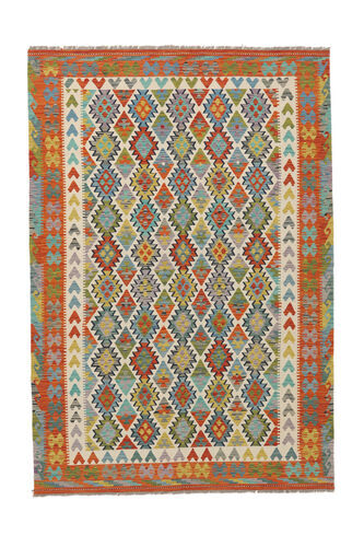 Annodato a mano. Provenienza: Afghanistan 204X296 Tappeto Kilim Afghan Old Style Tappeto Orientale Verde Scuro/Giallo Scuro (Lana, Afghanistan)