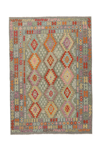 Annodato a mano. Provenienza: Afghanistan Tappeto Kilim Afghan Old Style Tappeto 209X293 Giallo Scuro/Marrone (Lana, Afghanistan)