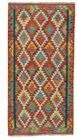 Annodato a mano. Provenienza: Afghanistan 94X189 Tappeto Kilim Afghan Old Style Tappeto Orientale Passatoie Rosso Scuro/Nero (Lana, Afghanistan)