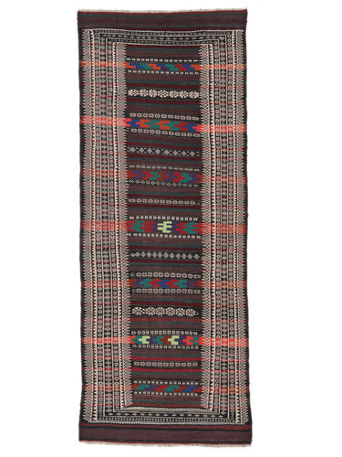 Annodato a mano. Provenienza: Afghanistan 110X278 Tappeto Afghan Vintage Kilim Tappeto Orientale Passatoie Nero/Marrone (Lana, Afghanistan)