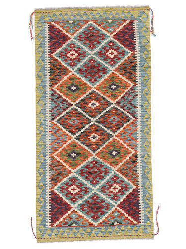 Annodato a mano. Provenienza: Afghanistan 94X192 Tappeto Kilim Afghan Old Style Tappeto Orientale Passatoie Nero/Rosso Scuro (Lana, Afghanistan)