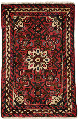 Annodato a mano. Provenienza: Persia / Iran Tappeto Persiano Hosseinabad Tappeto 63X96 Nero/Rosso Scuro (Lana, Persia/Iran)