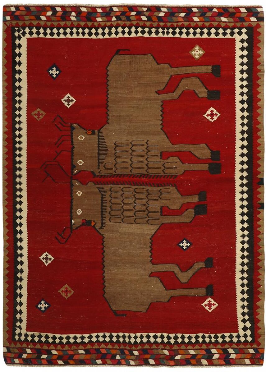 Nain Trading Tappeto Kilim Fars 239x186 Grigio Scuro/Rosso Scuro (Lana, Persia/Iran, Tessuto a mano)