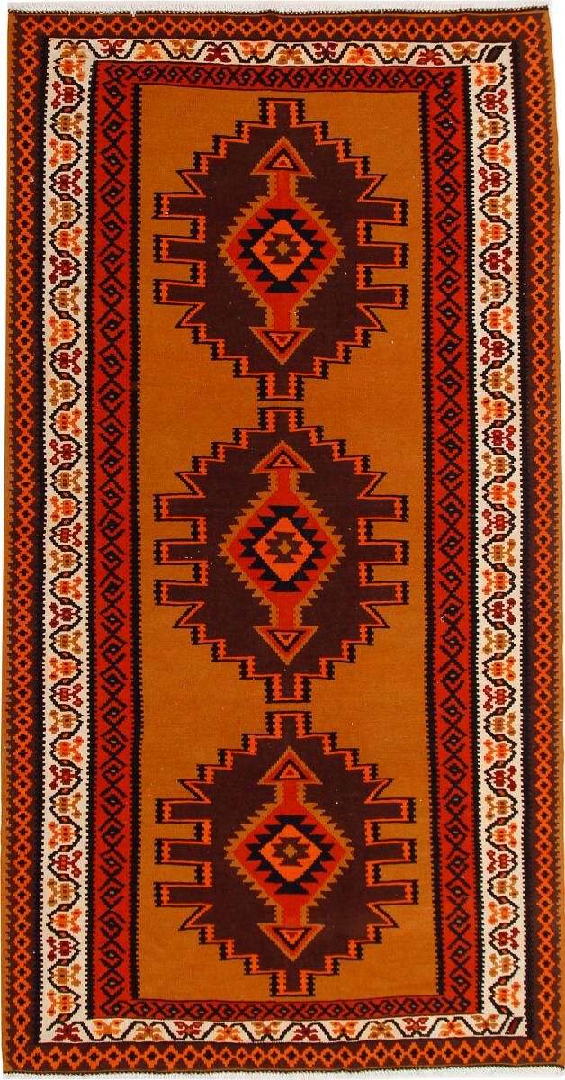 Nain Trading Tappeto Persiano Kilim Fars Azerbaijan Antico 307x158 Corridore Ruggine/Rosso Scuro (Tessuto a mano, Persia/Iran, Lana)
