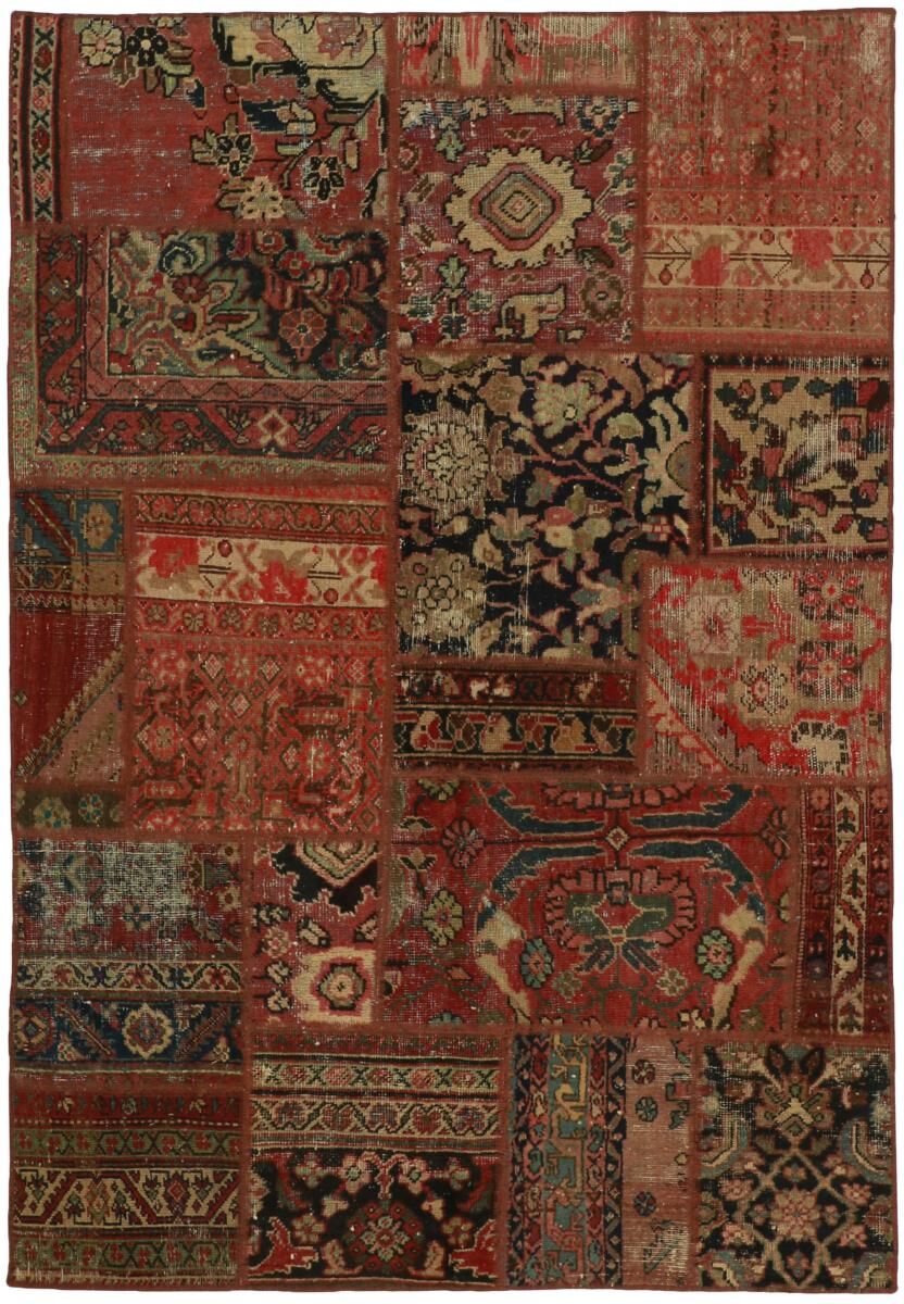 Nain Trading Tappeto Persiano Patchwork Malayer 197x141 Grigio Scuro/Marrone (Annodato a mano, Persia/Iran, Lana)