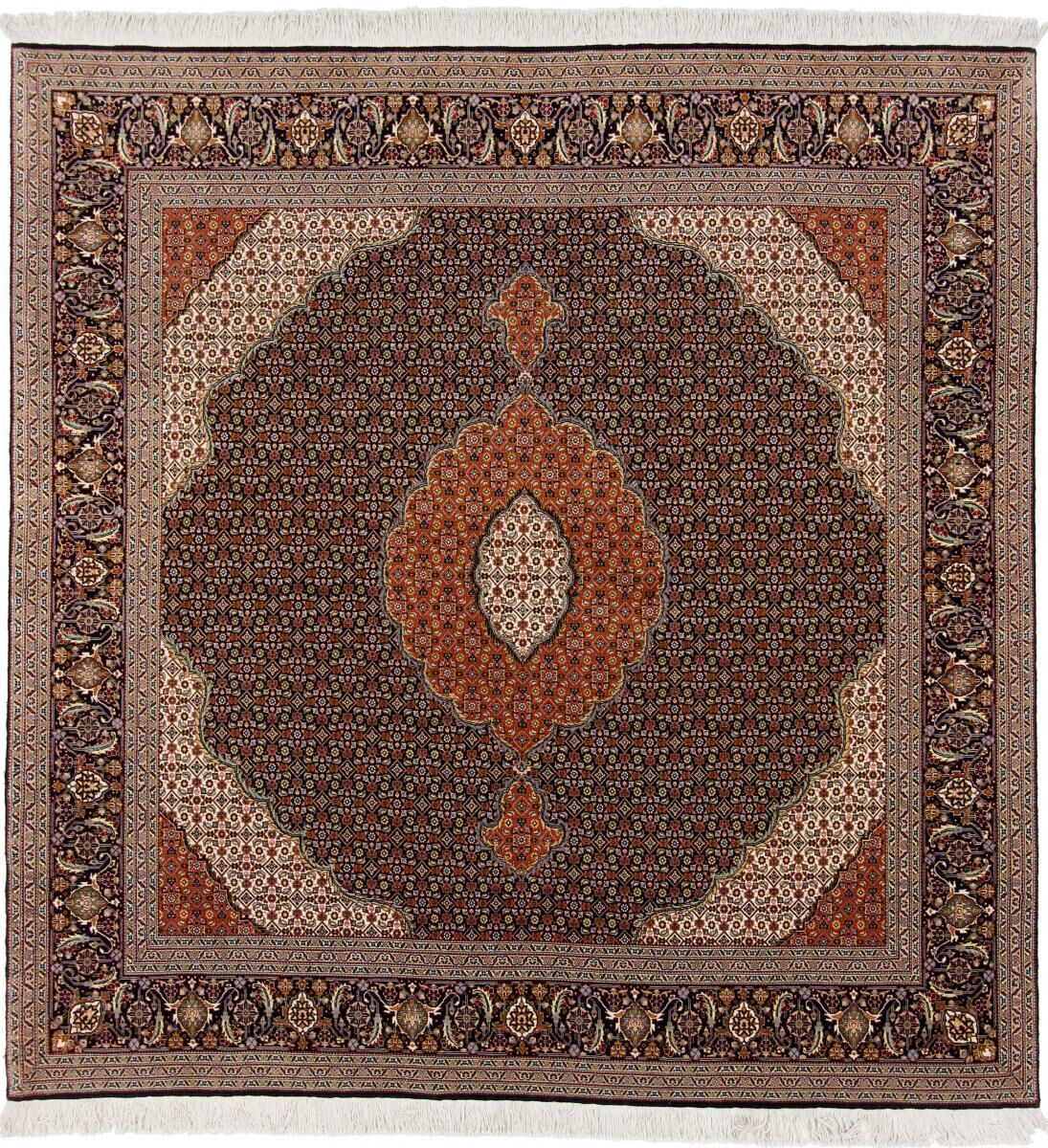 Nain Trading Tappeto Fatto A Mano Tabriz 50Raj 207x204 Quadrato Marrone Scuro/Viola (Lana / Seta, Persia/Iran)