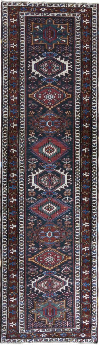 Nain Trading Tappeto Persiano Kilim Fars Design Haraz 348x99 Corridore Marrone Scuro/Blu Scuro (Tessuto a mano, Persia/Iran, Lana)