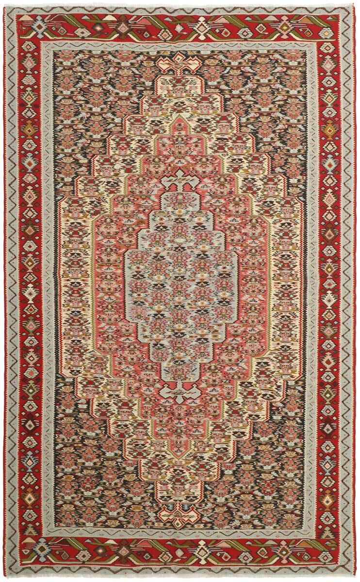 Nain Trading Tappeto Fatto A Mano Kilim Senneh 245x151 Grigio/Rosa (Lana, Persia/Iran)
