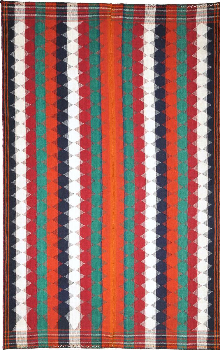 Nain Trading Tappeto Kilim Fars Mazandaran Antico 241x150 Arancione/Rosso (Lana, Persia/Iran, Tessuto a mano)