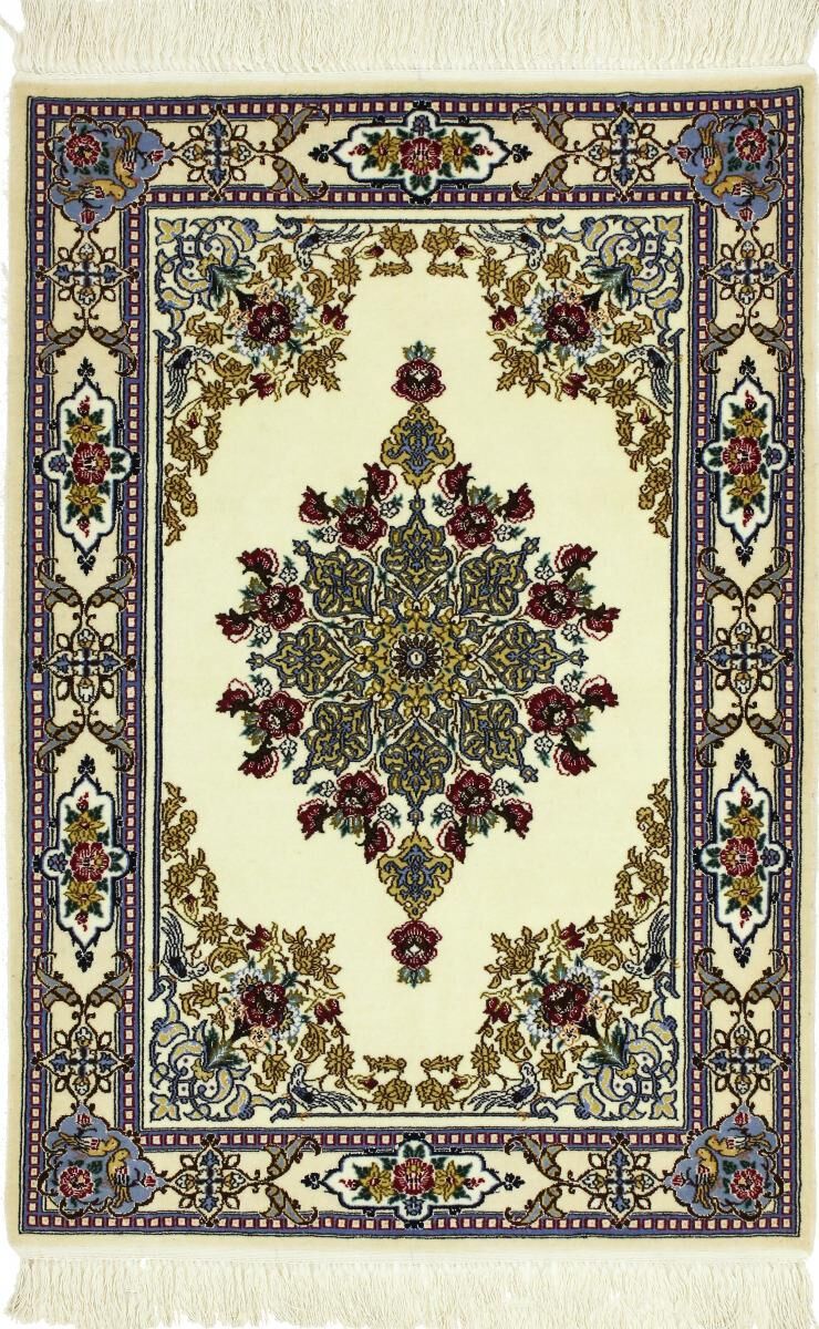 Nain Trading Tappeto Persiano Isfahan Ordito in Seta 102x71 Beige/Marrone Scuro (Annodato a mano, Persia/Iran, Lana / Seta)