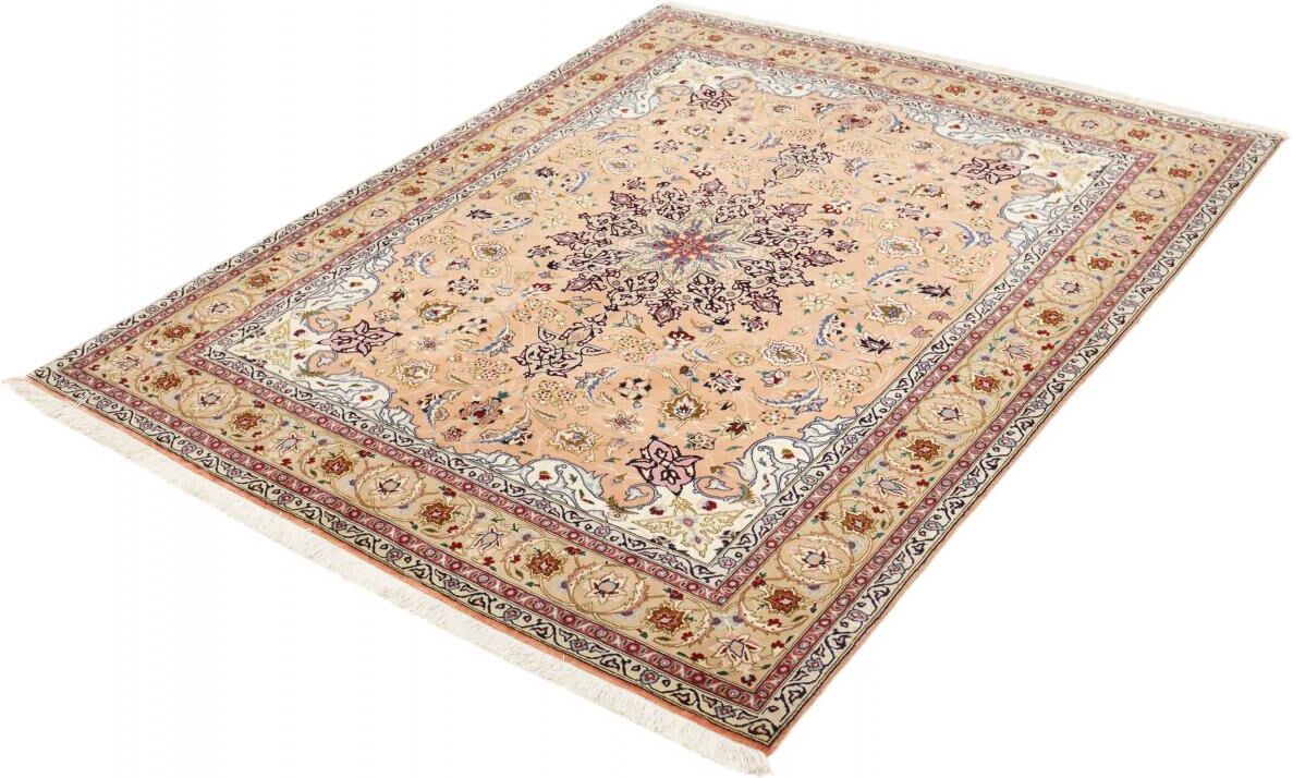 Nain Trading Tappeto Fatto A Mano Tabriz 50Raj 199x159 Beige/Rosa (Lana / Seta, Persia/Iran)