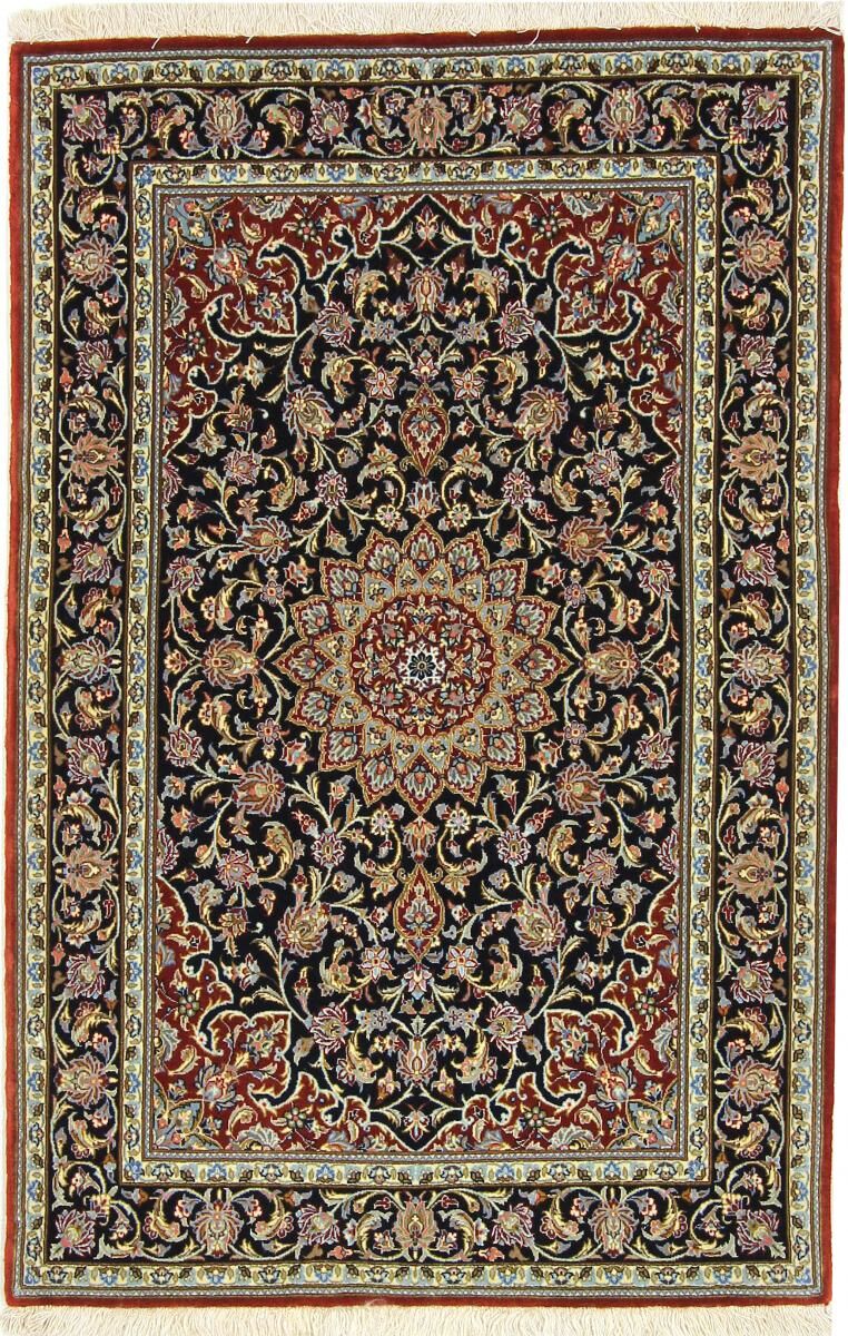 Nain Trading Tappeto Isfahan Ordito in Seta 157x102 Grigio Scuro/Beige (Lana, Persia/Iran, Annodato a mano)