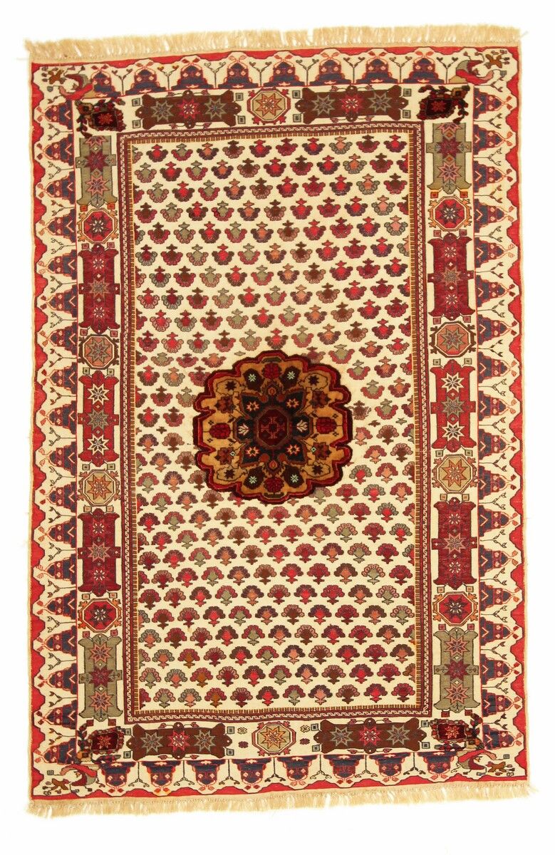 Nain Trading Tappeto Orientale Kilim Soozani Nimbaft 194x127 Arancione/Rosa (Afghanistan, Lana, Annodato a mano)