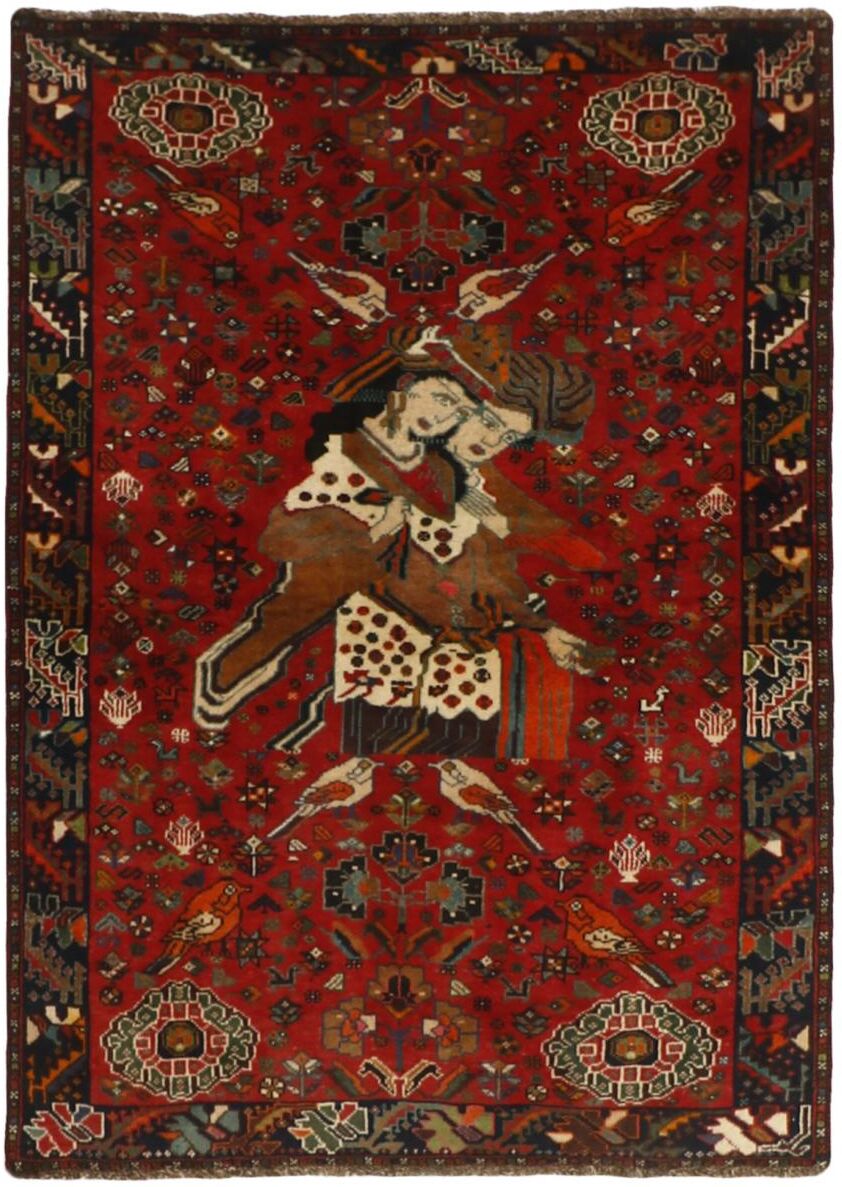 Nain Trading Tappeto Ghashghai 157x120 Moderna/Design Marrone Scuro/Rosso Scuro (Annodato a mano, Lana, Persia/Iran)