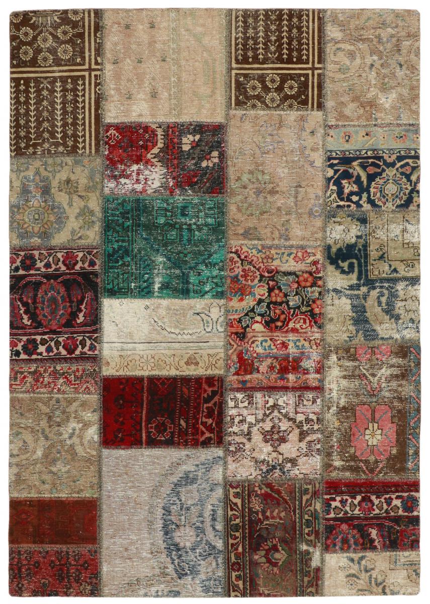 Nain Trading Tappeto Fatto A Mano Patchwork 201x141 Grigio Scuro/Marrone Scuro (Lana, Persia/Iran)