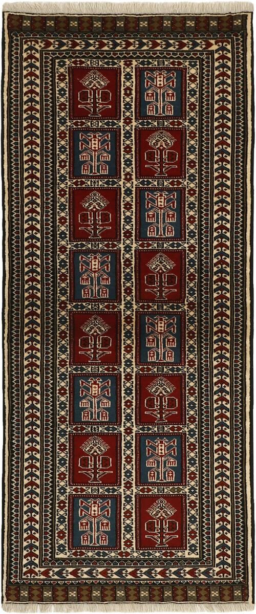 Nain Trading Tappeto Turkaman 200x82 Corridore Grigio Scuro/Marrone Scuro (Cotone, Persia/Iran, Annodato a mano)