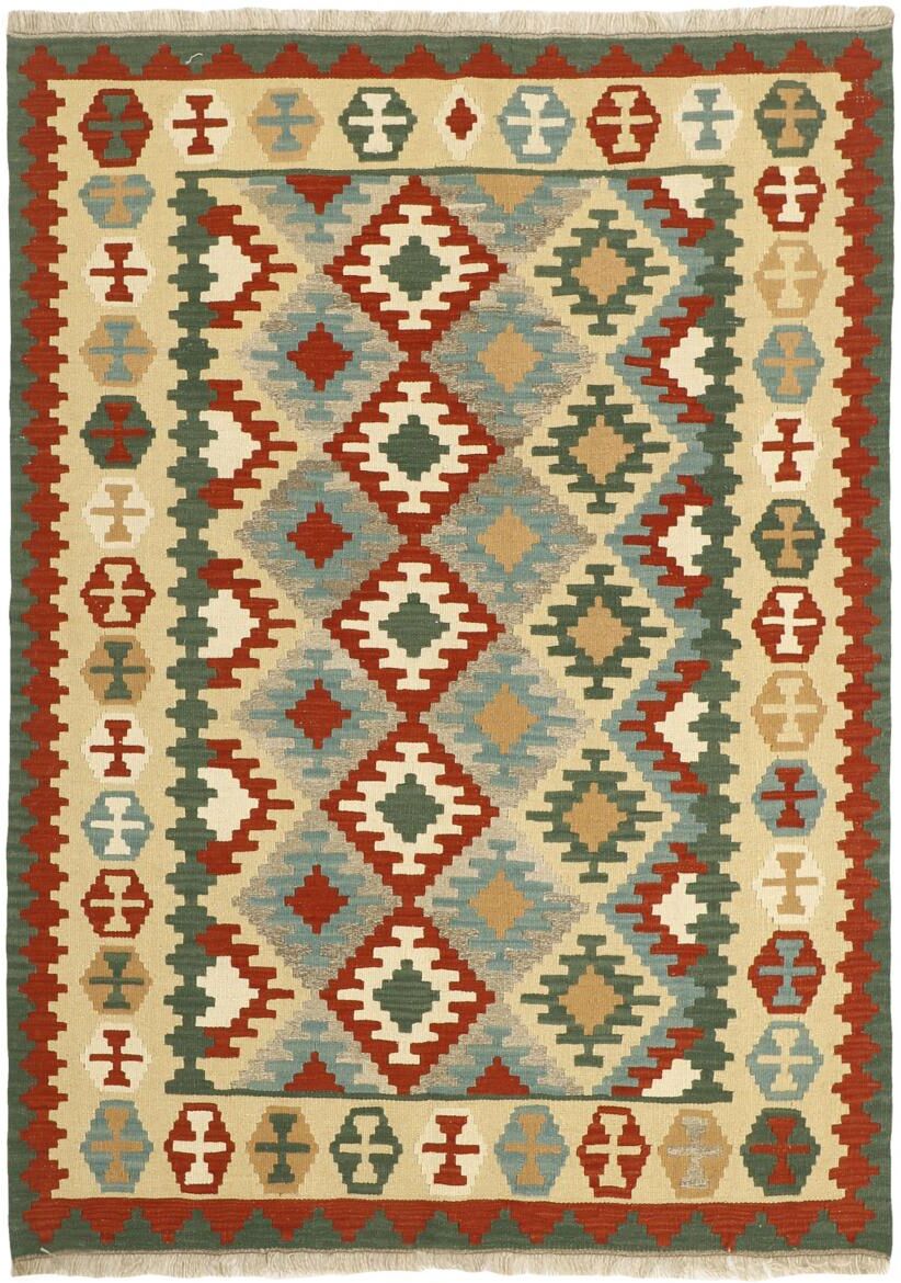 Nain Trading Tappeto Orientale Kilim Fars 205x148 Marrone/Rosa (Lana, Persia/Iran, Tessuto a mano)