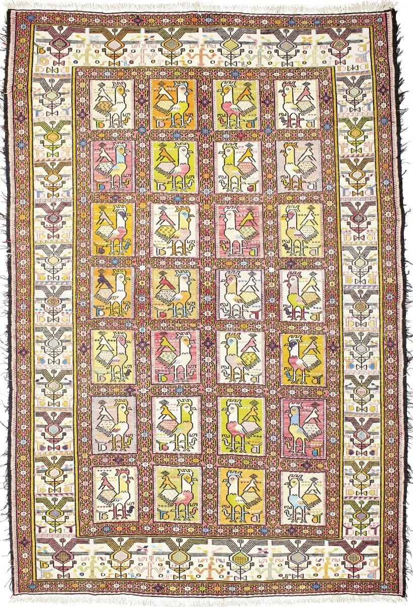 Nain Trading Tappeto Orientale Kilim Fars Verni di Seta 187x126 Grigio/Marrone Scuro (Lana, Persia/Iran, Tessuto a mano)