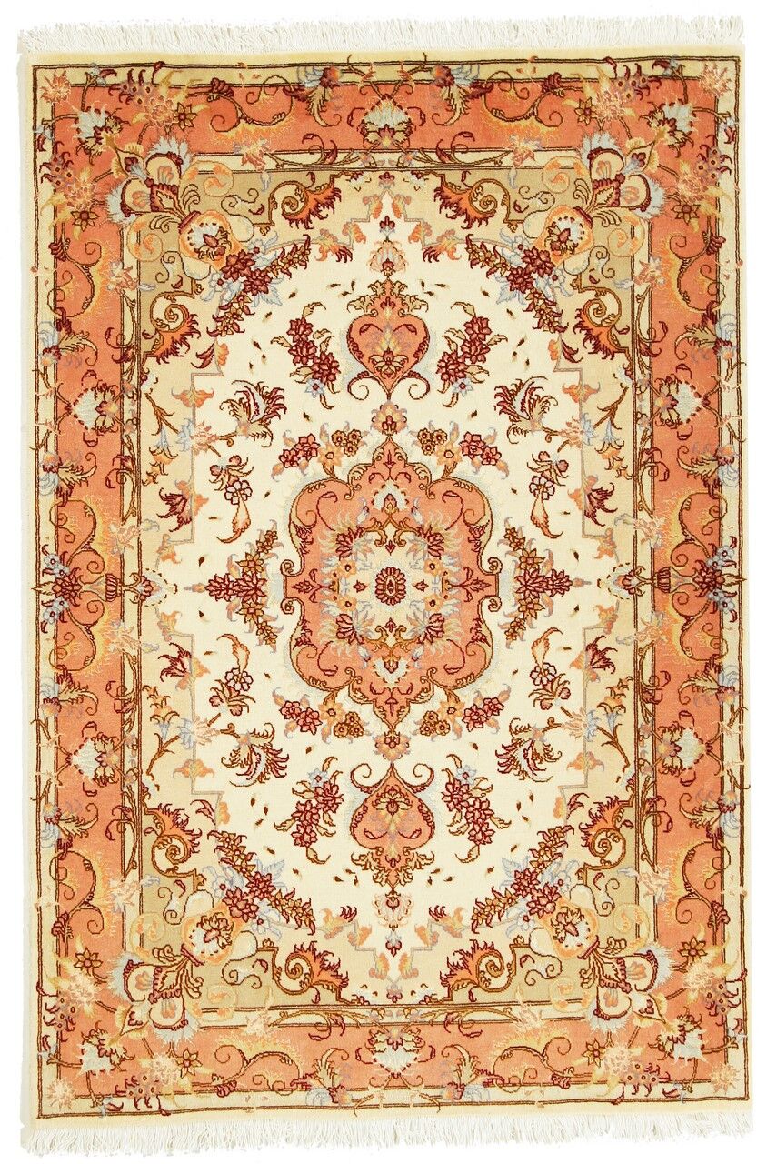 Nain Trading Tappeto Orientale Tabriz 50Raj 148x99 Beige/Marrone (Persia/Iran, Lana / Seta, Annodato a mano)