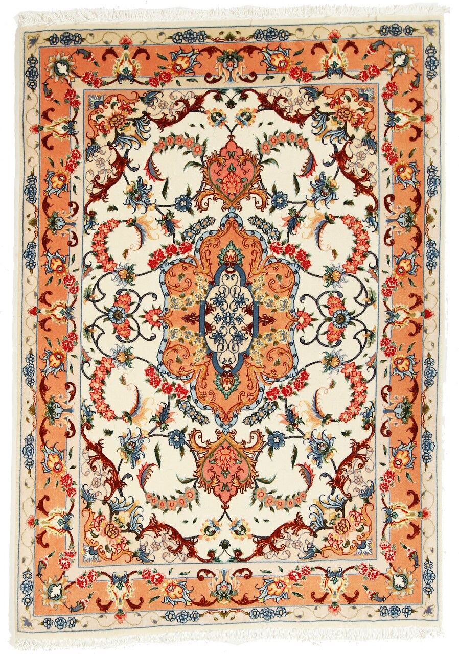 Nain Trading Tappeto Persiano Tabriz 50Raj 146x102 Arancione/Rosa (Annodato a mano, Persia/Iran, Lana / Seta)
