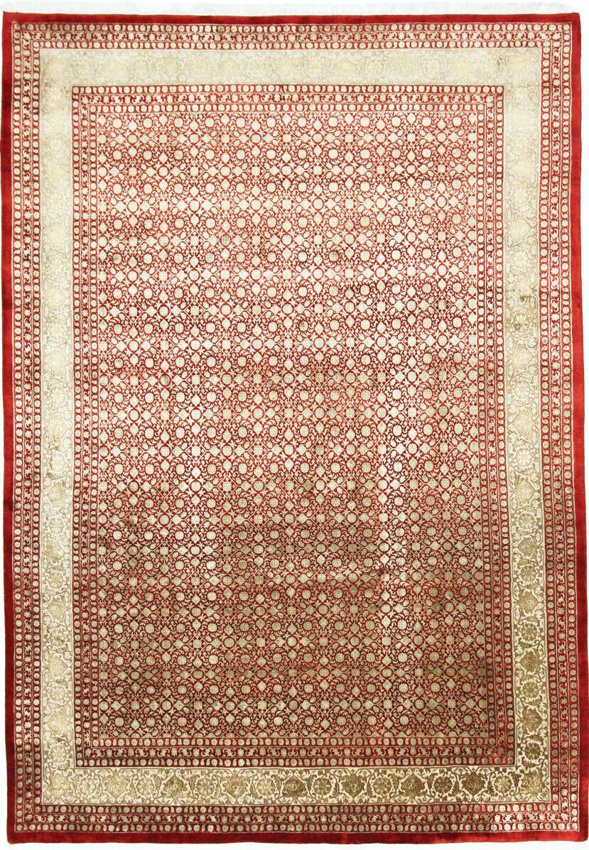 Nain Trading Tappeto Tabriz 349x243 Beige/Rosa (India, Annodato a mano, Lana)