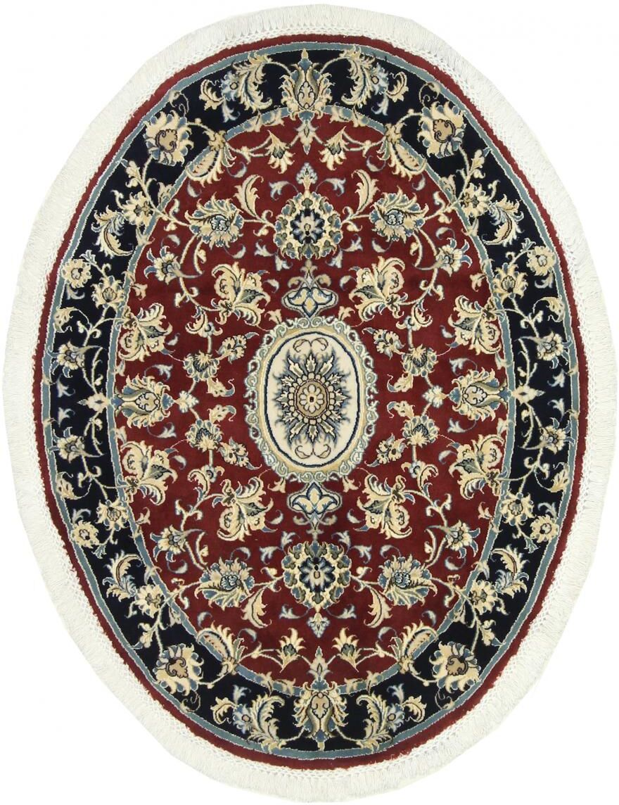 Nain Trading Tappeto Orientale Nain 9La 145x108 Ovale Grigio Scuro/Marrone Scuro (Persia/Iran, Lana / Seta, Annodato a mano)