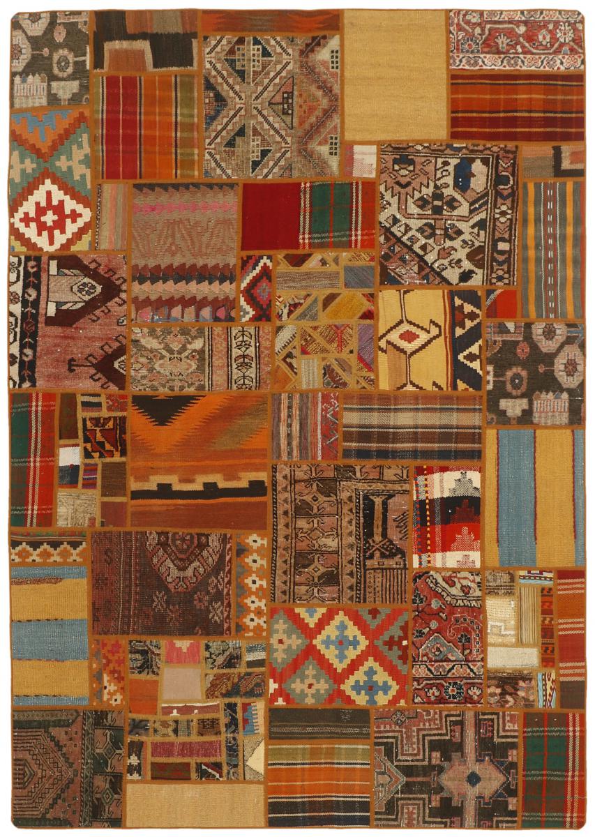 Nain Trading Tappeto Tessuto a Mano Kilim Patchwork 233x159 Marrone (Lana, Persia/Iran)