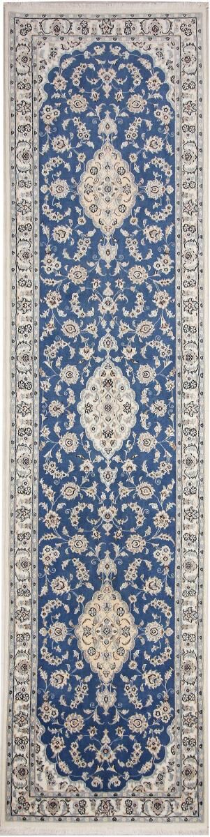 Nain Trading Tappeto Orientale Nain 9La Firmato 353x87 Corridore Beige/Blu Scuro (Persia/Iran, Lana / Seta, Annodato a mano)