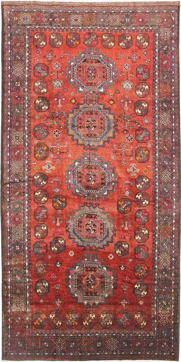 Nain Trading Tappeto Orientale Kordi Antico 400x200 Corridore Arancione/Rosso (Persia/Iran, Lana, Annodato a mano)