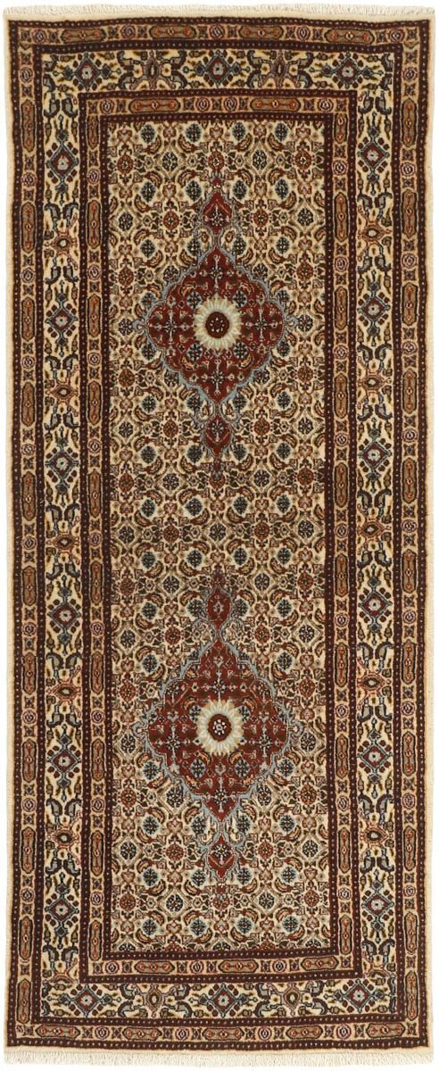 Nain Trading Tappeto Orientale Moud Mahi 199x79 Corridore Beige/Marrone Scuro (Lana / Seta, Persia/Iran, Annodato a mano)