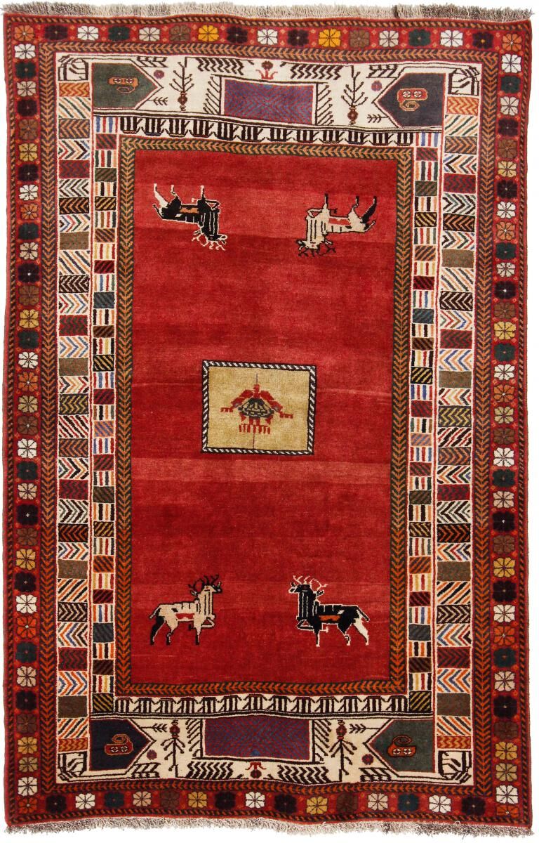 Nain Trading Tappeto Orientale Persia Gabbeh 195x128 Beige/Rosso Scuro (Persia/Iran, Lana, Annodato a mano)