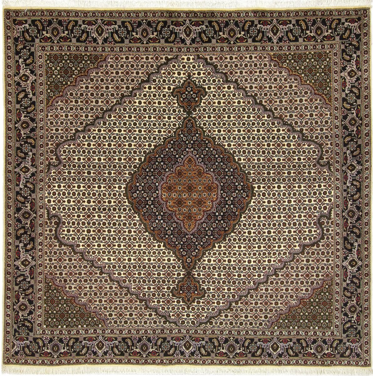 Nain Trading Tappeto Tabriz Mahi 205x201 Quadrato Grigio Scuro/Marrone Scuro (Lana, Persia/Iran, Annodato a mano)