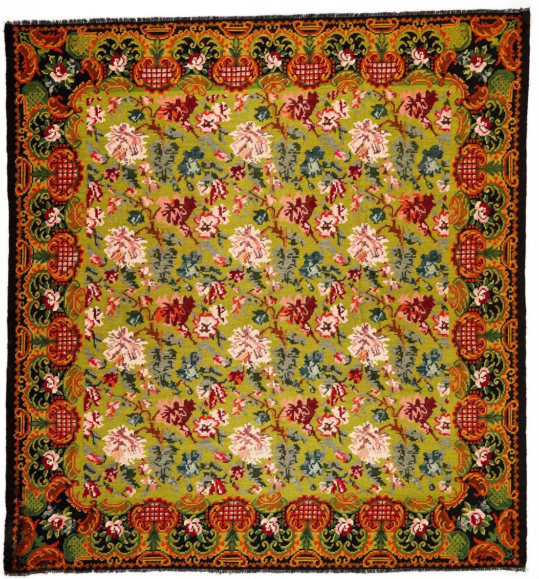 Nain Trading Tappeto Orientale Kilim Rosen Antico 243x228 Quadrato Grigio Scuro/Verde Oliva (Moldavia, Lana, Annodato a mano)