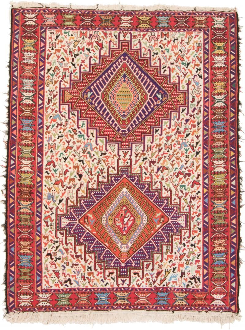 Nain Trading Tappeto Orientale Kilim Soumak Shahsavan 144x109 Beige/Rosso (Persia/Iran, Lana / Seta, Annodato a mano)